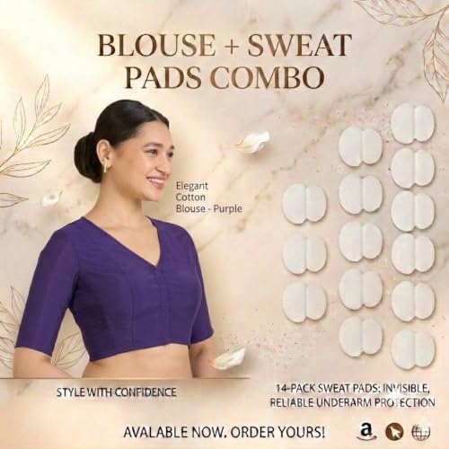Image of Studio Shringaar Women's Cotton Stretchable (Smocked) Readymade Saree Blouse