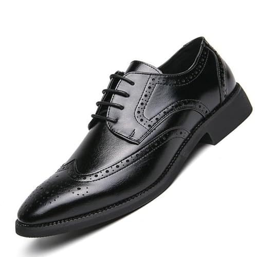 Men's Dress Shoes Fashion Non-Slip Softsole Breathable Low Top Classic Casual Black Pointed Toe Lace-Up Oxford Shoes