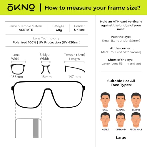 Image of Eyewearlabs OKNO | Polarized Over-Sized Unilens Rectangular Branded Stylish Sunglasses For Men & Women | 100% UV Protection Shades | Cricket Sports Cycling Driving | RYFT