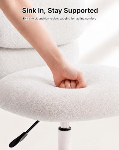 HUANUO Fluffy Vanity Chair w/ Bear Backrest (White) - image 7