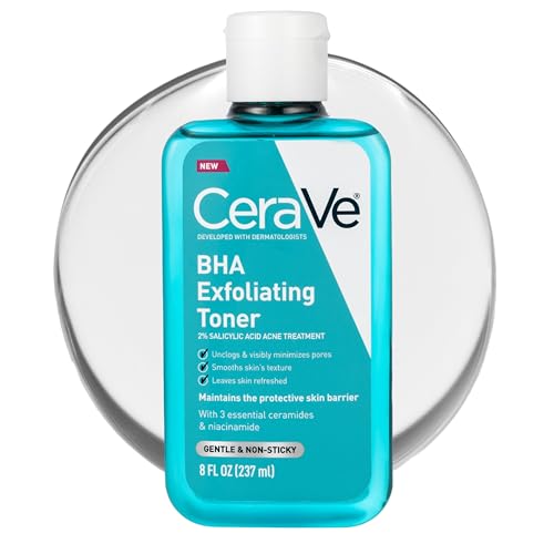 CeraVe BHA Exfoliating Facial Toner for Pore Minimizing & Smoother Skin with Ceramides 2% Salicylic Acid & Niacinamide Oil Control Anti-Acne Fragrance-Free Safe for Sensitive Skin 8oz