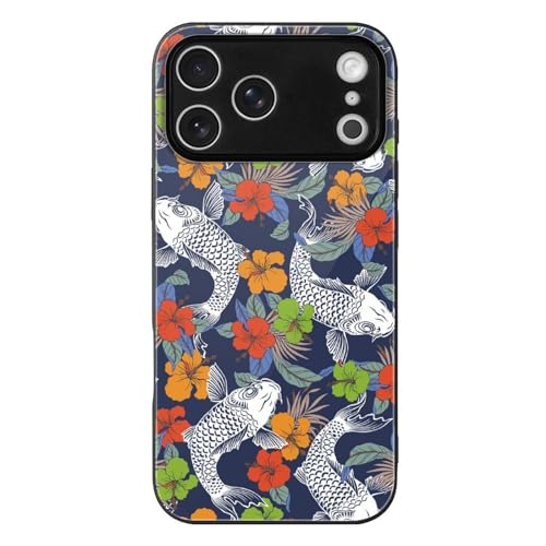 和風 鯉柄 和柄 花柄 iPhone17ProMax用ケース 強化ガラス アイフォン17ProMax用ケース 耐久性 おしゃれ 耐衝撃 スマホケース 薄型 軽量 スマホカバー