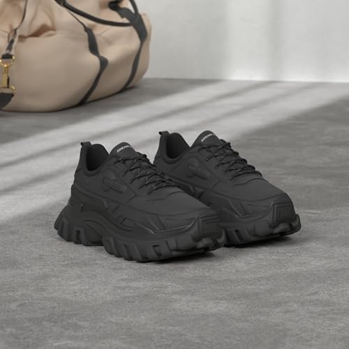 DREAM PAIRS Women Chunky Fashion Sneakers Platform Bold Lace-Up Comfortable Sneakers,Size 6.5,Black,SDFN2368W