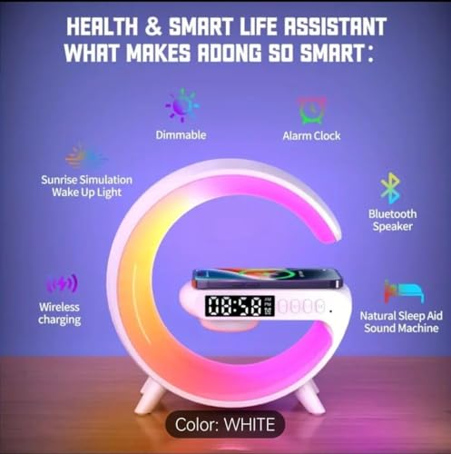 Image of Drumstone (๐๐ฉ๐๐๐ข๐๐ฅ ๐๐ ๐๐๐๐ซ๐ฌ ๐๐๐ซ๐ซ๐๐ง๐ญ๐ฒ Bluetooth Speaker with Alarm Clock & LED Night Light | G-Shape Digital Clock with Dimmable Display, Wireless Music Playback & Portable