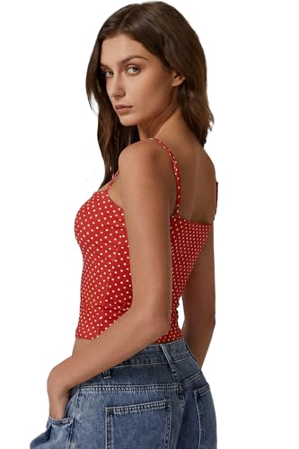 Image of QINSEN Women's Double Lined Basic Tank Top Adjustable Spaghetti Straps Sleeveless Camisole Shirts