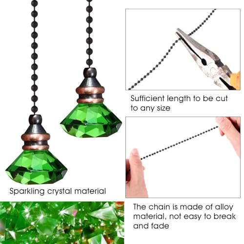 Image of Jovitec 2 Pcs Ceiling Fan Light Pull Chain, Green Color