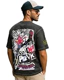 Bewakoof Męski t-shirt z bawełny z nadrukiem graficznym, krój oversize, Czarny_660979, XL