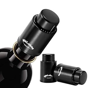 Wijnstoppers, Vacuüm Wijnflessen Stopper, WeLohas Wijnbewaarder met Tijdschaal, Wijnliefhebber Geschenken (2 Pack)
