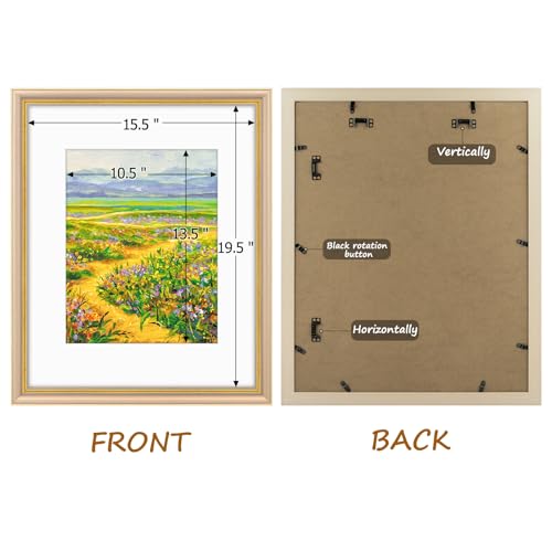 Image of Golden State Art,16x20 Ornate Picture Frame Holds 11x14 Photo,Champagne | Includes plexiglass front,white mat,build-in hangers and buttons.Displays 11x14 photo on wall