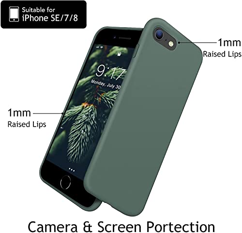 Ouxul Liquid Silicone Forest Green Case For Iphone Se 2022/2020, 7/8 - Slim Soft Microfiber Lining Protection #TOP3