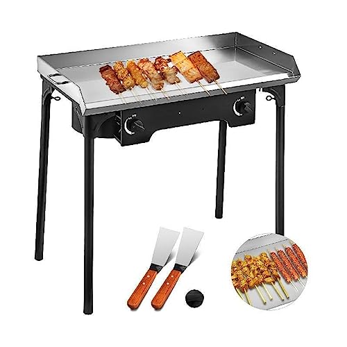 Piastra superiore piatta da 32x17 pollici e stufa alimentata a propano con 2 fuochi in acciaio inossidabile Facile da pulire all'aperto