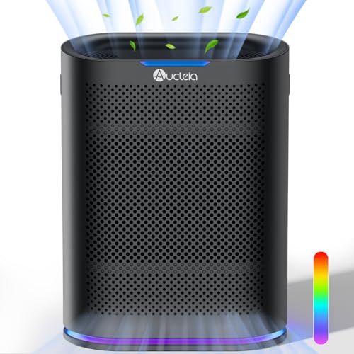 Image of Aucleia Pet Air Purifiers, Black | Covers 2,100 Ft² Large Rooms, H13 HEPA Filter, Air Quality Monitor, Auto Mode, Removes Dust, Pet Hair, Smoke ,Odor