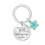 "Beautiful Girl You Can Do Amazing Things" Inspirational Keychain Keyring Birthday Graduation Christ