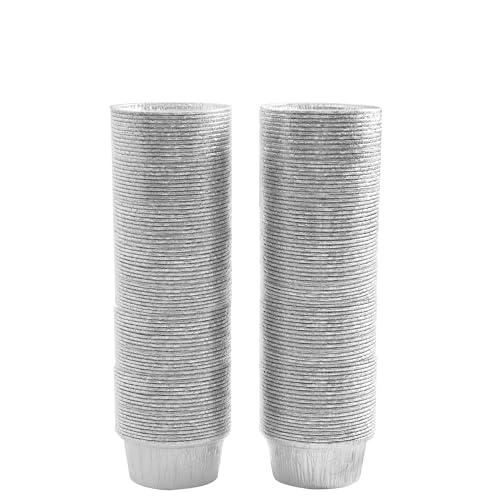 PARTY BARGAINS 4 oz Premium Aluminum Foil Muffin Liners - 100 Pack, 3.5'' Inch Round Ramekins for Cupcakes, Disposable, Freezer & Oven Safe Cupcake Baking Cups (Max 240°C)