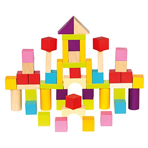 Mertens bloc drum avec 50 pièces, jouets pour enfants à partir de 1 an (comprenant 100 pièces, taille : XL, exemples de formes pour l'inspiration dans le couvercle), Multicolore