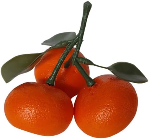 3 Bunches Mini Artificial Orange Decoration, Lifelike Real Size Fake Tangerine Citrus with Leaves, 1:1 Simulation Fruit Branch Model for Home Kitchen Decor, Chinese New Year, Food Photography Props