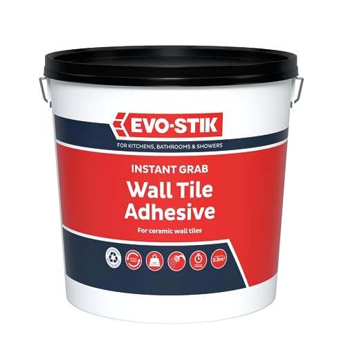 EVO-STIK Wall Tile Adhesive Instant Grab, Ready to Use, Non-Slip Formula, Showerproof, Size: Large (5L)