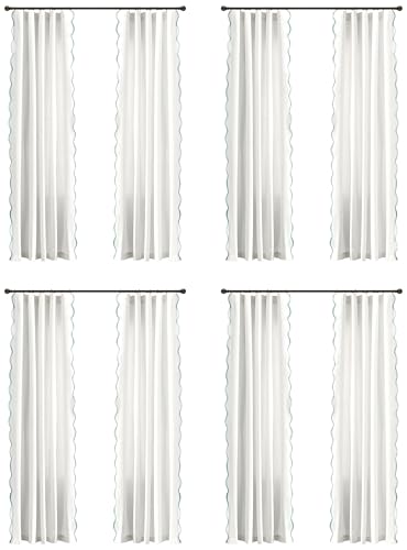 Image of Lush Decor Coastal Scallop Edge Curtain Panel, Blue & White | 52 inchW x 84 inchL | Pack of 4
