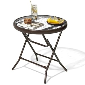 Outdoor Side Table Small Patio End Table All Weather Patio Furniture Sets and Outside Furniture for Pool Balcony Deck Porch Brown