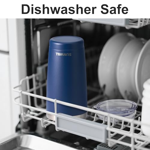 Image of SUNWILL Travel Coffee Mug with Lid, 20 oz Tumbler Set of 2, Insulated Stainless Steel Cup for Water, Tea, Powder Coated Wine & Navy