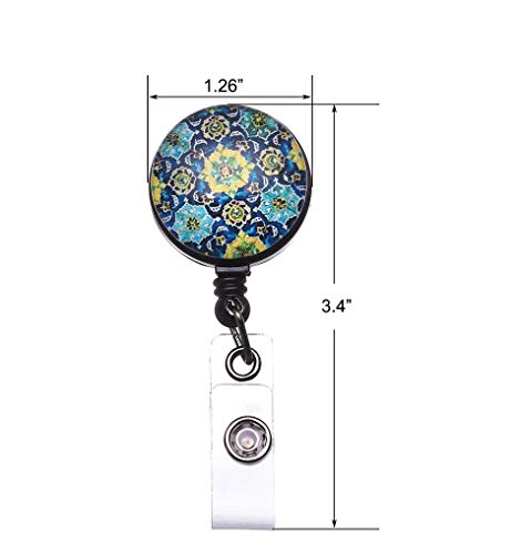 Purida Name Badge Reel,Id Badge Reels With Belt Clip, Retractable Badge Reel, Nurse Badge Reel, 5 Assorted Patterns Decorative, 5 Pack, Paisley #TOP2
