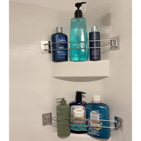 RV Shower Corner Storage Bar- Adjustable Stainless Steel Rod for Corner Shelves in Camper, Length 7-13 inches- RV Bathroom Organization Must Have Accessories (2 Pack Cover