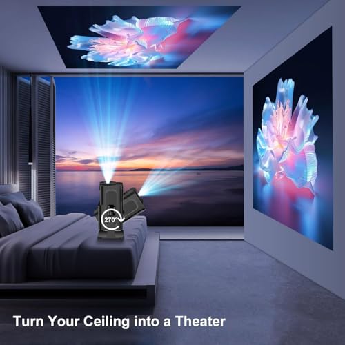 Image of Hy320 Mini Portable Projector-5G WiFi 6,Bluetooth 5.0 and Android 11,Support 4K and 1080P Full Hd,12,000 Lumens,Led Projector with 4D /4P (BGP26)