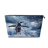 Ginfult Neceser de maquillaje con diseño de pingüino y pájaro, impermeable, pequeño, portátil, para mujeres y niñas, de viaje