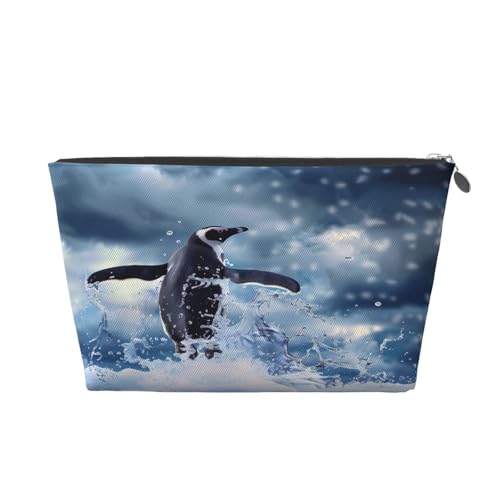 Ginfult Neceser de maquillaje con diseño de pingüino y pájaro, impermeable, pequeño, portátil, para mujeres y niñas, de viaje