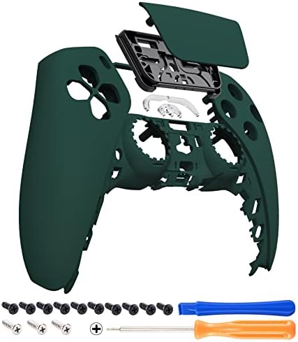 eXtremeRate Racing Green Soft Touch Touchpad Front Shell Compatible with ps5 Controller BDM-010 020 030 040 050, DIY Replacement Shell Custom Touch Pad Cover Compatible with ps5 Controller