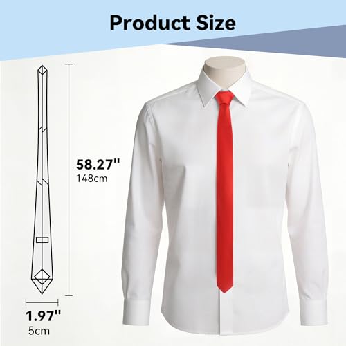 Image of Skinny Tie Men Women 2 inch (5CM) Slim Necktie Solid Thin Ties Formal