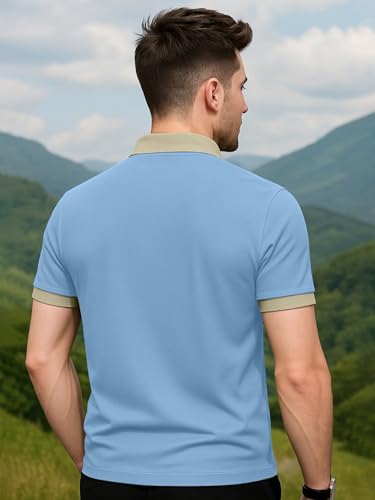 Image of LEOTUDE Men's Polo Neck Matty Half Sleeve Collor Solid Regular Fit Tshirts (Brown)