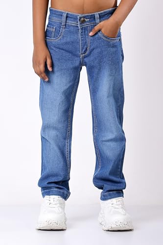 Image of London Hills Boys Regular Fit Mid Rise Jeans Premium Slim Fit Kids Comfortable Everyday Wear | Soft Cotton Button with Fly Zip