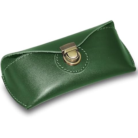 DK86 Genuine Leather Glasses Case Sunglasses Pouch Eyeglass Case, with Belt Loop, for Men and Women (Green) Cover