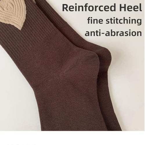 Heart Socks 6-Pairs Cute Pure Colorful Women’s Soft Cotton Rib Mid-Calf Socks4