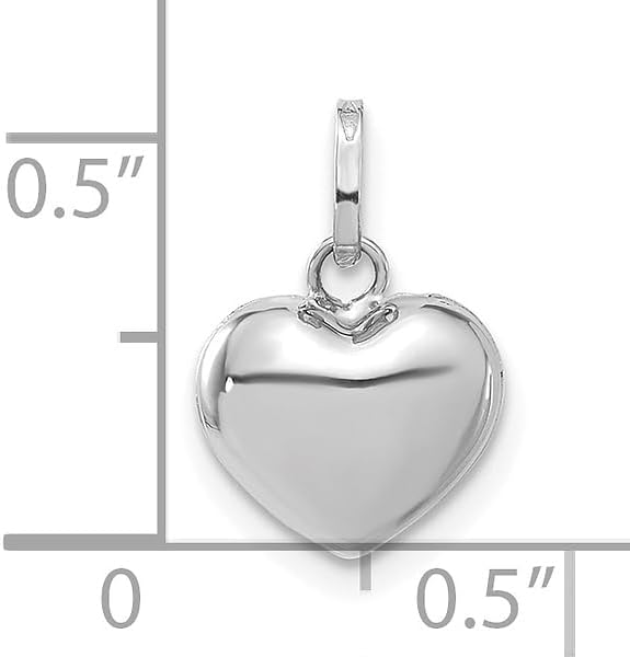 IceCarats 14K Solid White Gold Heart Necklace Love Pendant Charm - Image 5