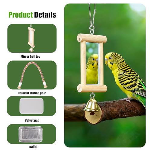 Image of Parrot Travel Carrier Bubble Window Backpack with Mirror Standing Toy,Portable Parrot Cage Backpack with Bird Stand Perch, Pet Travel Bag for Cockatiels, Love Bird,Small Birds