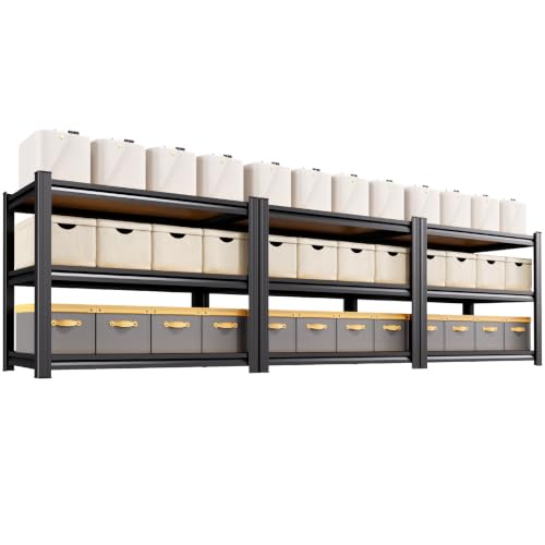 Image of 3-Pack 3 Tier Storage Shelves,Garage Shelving,Adjustable Heavy Duty Metal Shelving Units and Storage Large Rack,Utility Shelf for Shop Warehouse Industrial Pantry Organizers 33 inchx35 inchx16 inch