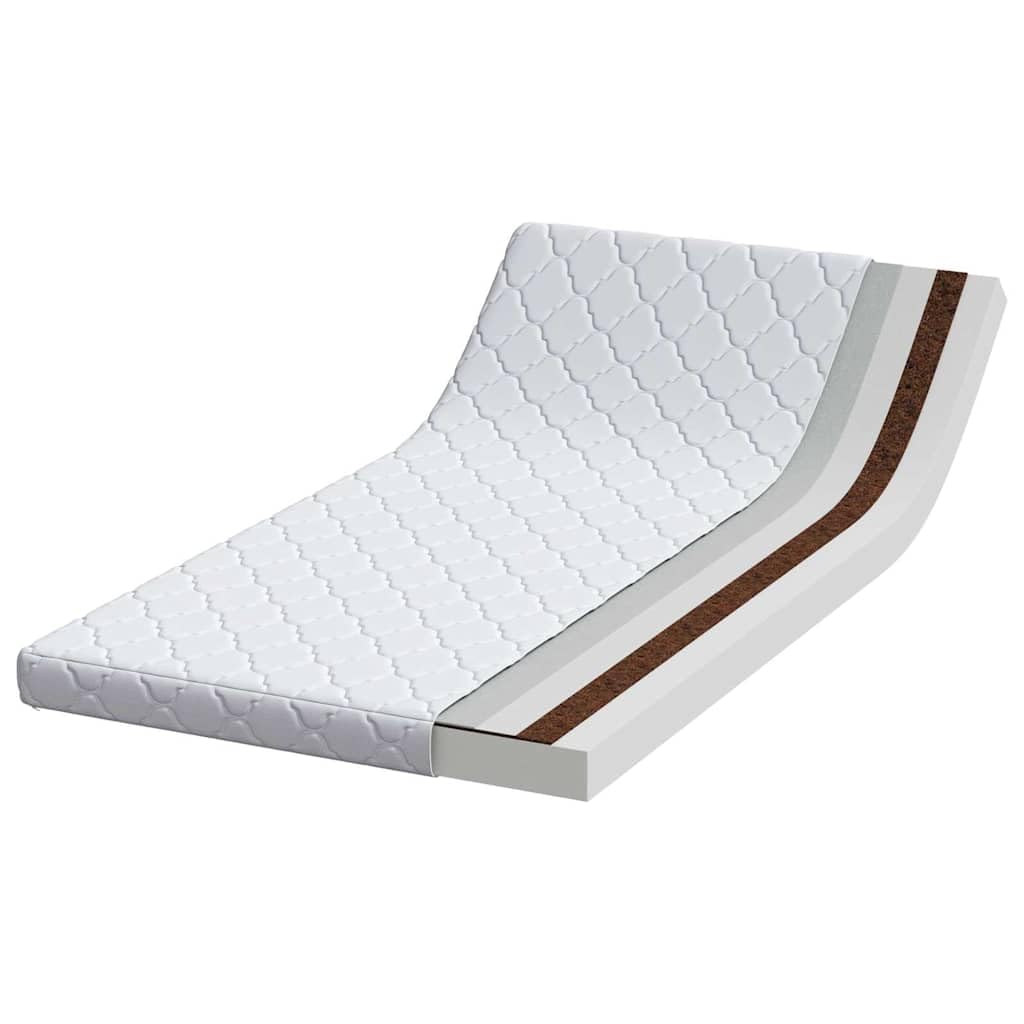 Biały materac 90 x 190 cm z żakardowym materiałem, warstwą kokosa, pianką PU, średnio twardy, 10,5 cm wysokości, do sypialni, łóżka dla gości i stelażu
