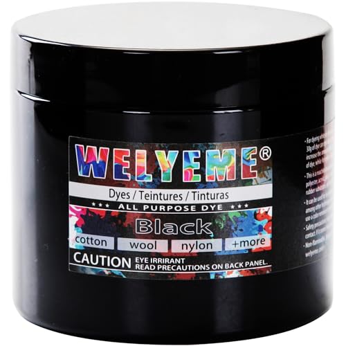 WELYEME All-Purpose Powder Dye, Permanent Fabric Dye for Clothes, 12 Ounce, Black