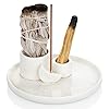 Zenbless 4 in 1 incense burner holder palo santo holder sage holder for burning incense holder for sticks candle holder 59 inches ceramic ash catcher tray for meditation yoga roomwhite  urban country home decor