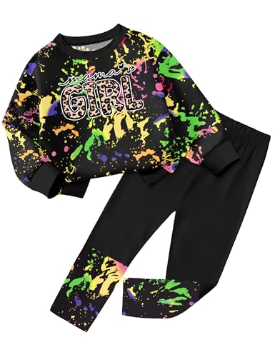 Baby Girl Clothes Tie Dye Letter Print Top Toddler Girl Clothes and Leggings Fall Winter Girls 2 Piece Outfits 12M-4Y