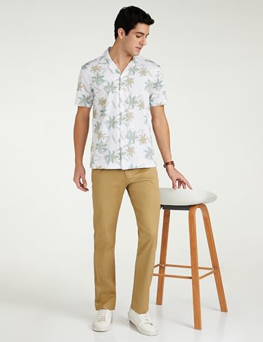 Image of Van Heusen Men's Cotton Slim Fit Print Half Sleeves Casual Resort Collar Shirt
