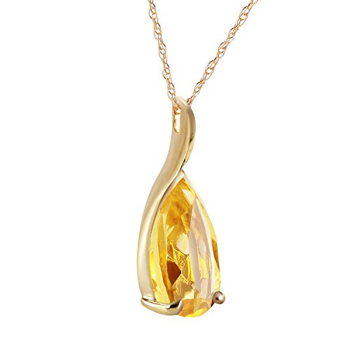 Galaxy Gold GG 14k Solid Yellow Gold Necklace with Pear-shaped Natural 5 carats Citrine 1627Y (20.00)2