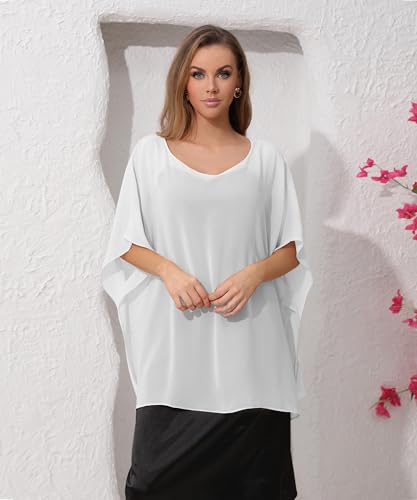 Casual Chiffon shawl and Wraps Soft Chiffon Cape for Women Sheer Caftan Poncho Top Capelets Cover Up3