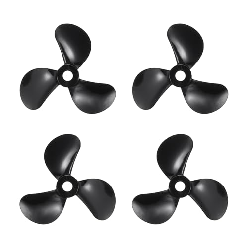 sourcing map 2Set RC Boat Propeller, 3 Blades Propellers 3mm Hole Dia 29mm OD CW Clockwise Rotating Drill Propeller for RC Boat, DIY Ship Model, Black
