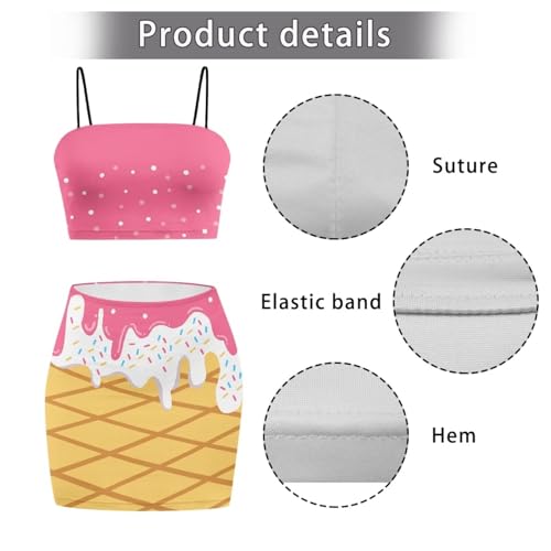 Image of Biyejit Women's 2 Piece Summer Outfits Spaghetti Strap Crop Tops and Bodycon Mini Skirt Dress Set Plus Size S-4XL