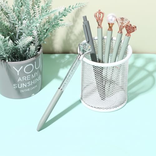 Image of Janmini 9 Pcs Ballpoint Pen Set Metal Crystal Diamond Glitter Pens for Diary Black Ink Pretty Cute Things Fancy Stationery Gifts for Women Girls Birthday