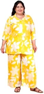 Mihika Fashion Women Floral Print V-Neck Rayon Co-ord Set, Shirt Top with Palazzo Pants and Wideleg Pant, Printed Stylish ... Price In India