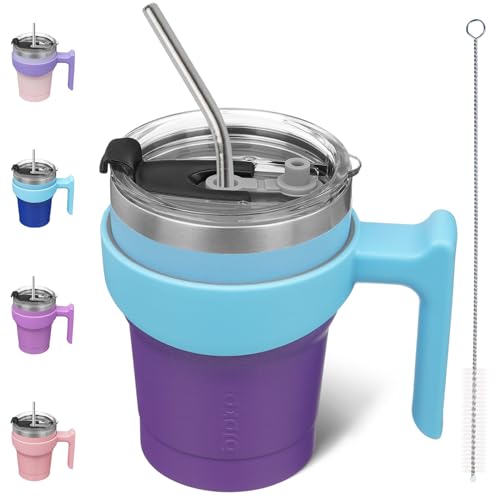Image of BJPKPK 10 oz Mini Tumbler with Lid, Straw & Handle, Insulated Steel Cup